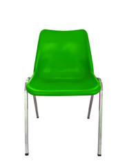 green plastic chair on white background