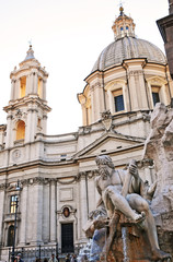 Fototapeta na wymiar Piazza Navona Fontanna czterech rzek i Agnes St w agonii - Rzym