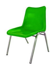 green plastic chair on white background