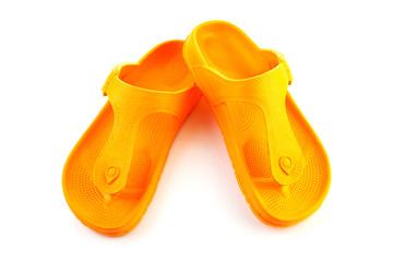 orange summer slippers