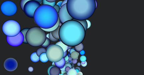 3d render abstract blue purple bubble on gray backdrop