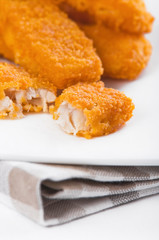 Fried fish sticks. Bastoncini di pesce.