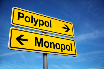 Verkehrschild Polypol und Monopol