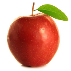Beautifil red apple with leaf
