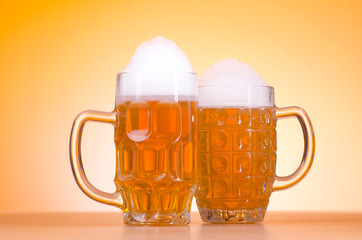 Beer glass on the table