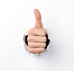 Thumbs up through the hole