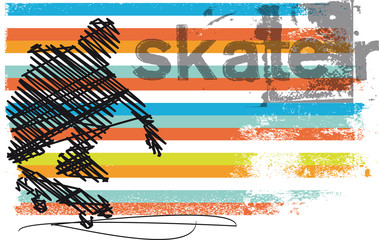 Abstract Skateboarder jumping. Vector illustration - 39892696
