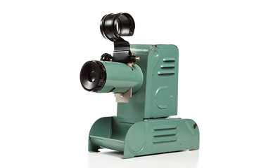 Old film projector, it is isolated on white