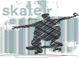 Abstract Skateboarder jumping. Vector illustration