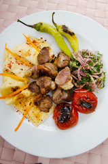 Meat cuisine - kebab served in plate