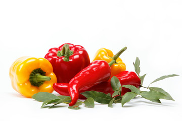 Healthy food. Fresh vegetables. Peppers on a white background.
