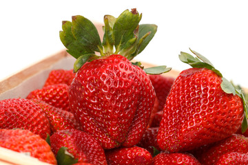 Heap red strawberries in the box