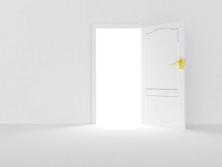 open door over white background