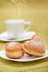 donuts with cup of coffee
