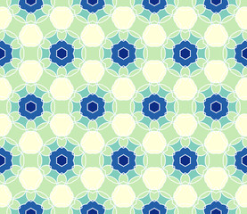 Seamless pattern with abstract flowers and stars