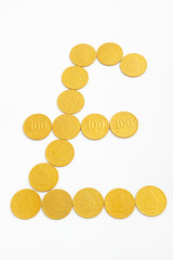 Pound sterling shape from gold coins