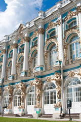 The Catherine Palace, located in the town of Tsarskoye Selo (Pus