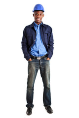 African American Construction Worker isolated