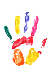 Color hand print isolated on white