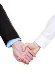 Business handshake isolated on white