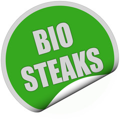 Sticker grün rund curl unten BIO STEAKS