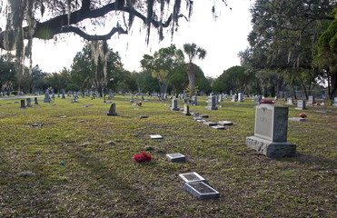 Tombs and gravestones at a cemetery