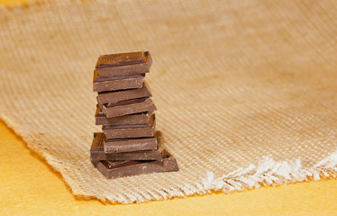 Chocolate stacked into bar