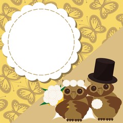 wedding card with two owls