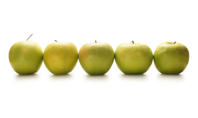 Fresh green apples isolated on a white background