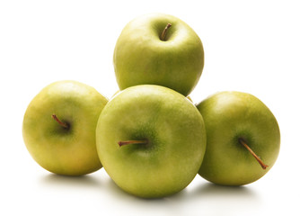 Fresh green apples isolated on a white background