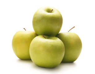 Fresh green apples isolated on a white background
