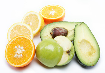 tropical fruits isolated on a white background.