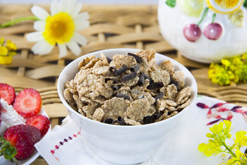 Bol con copos de cereales.