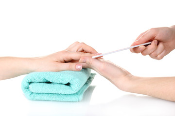 Manicure process in salon