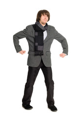 young man in playful pose.