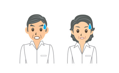 シャツ 高齢者 表情2 焦る