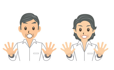 シャツ 高齢者 表情2 驚く