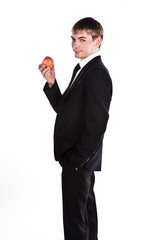 Business man with a red apple