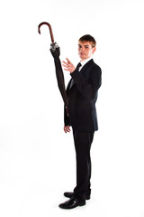 Obraz premium Business man with an umbrella