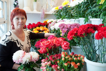 woman in flowers shop