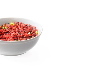Fototapeta na wymiar red dried goji berries traditional chinese herbal medicine
