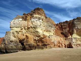 Colorful rock cliffs of the Algarve in Portugal
