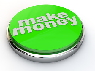 green make money button with chrome over white Background