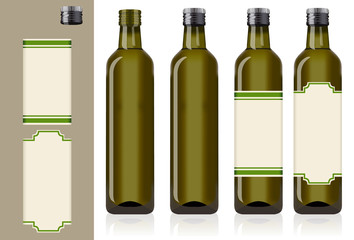 four olive oil bottles