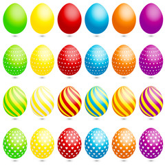 24 Easter Eggs Dots/Stripes/Hearts