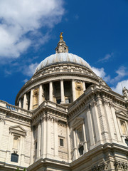 Close up of St Paul's Cathedral in London UK.