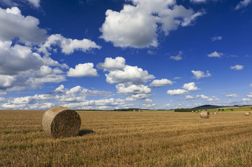 Straw roll and a blue sky