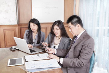 Group of business people working together
