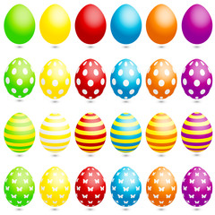 24 Easter Eggs Dots/Stripes/Butterflies