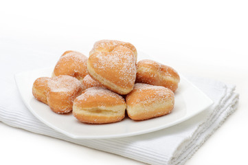 donuts heart-shaped on plate